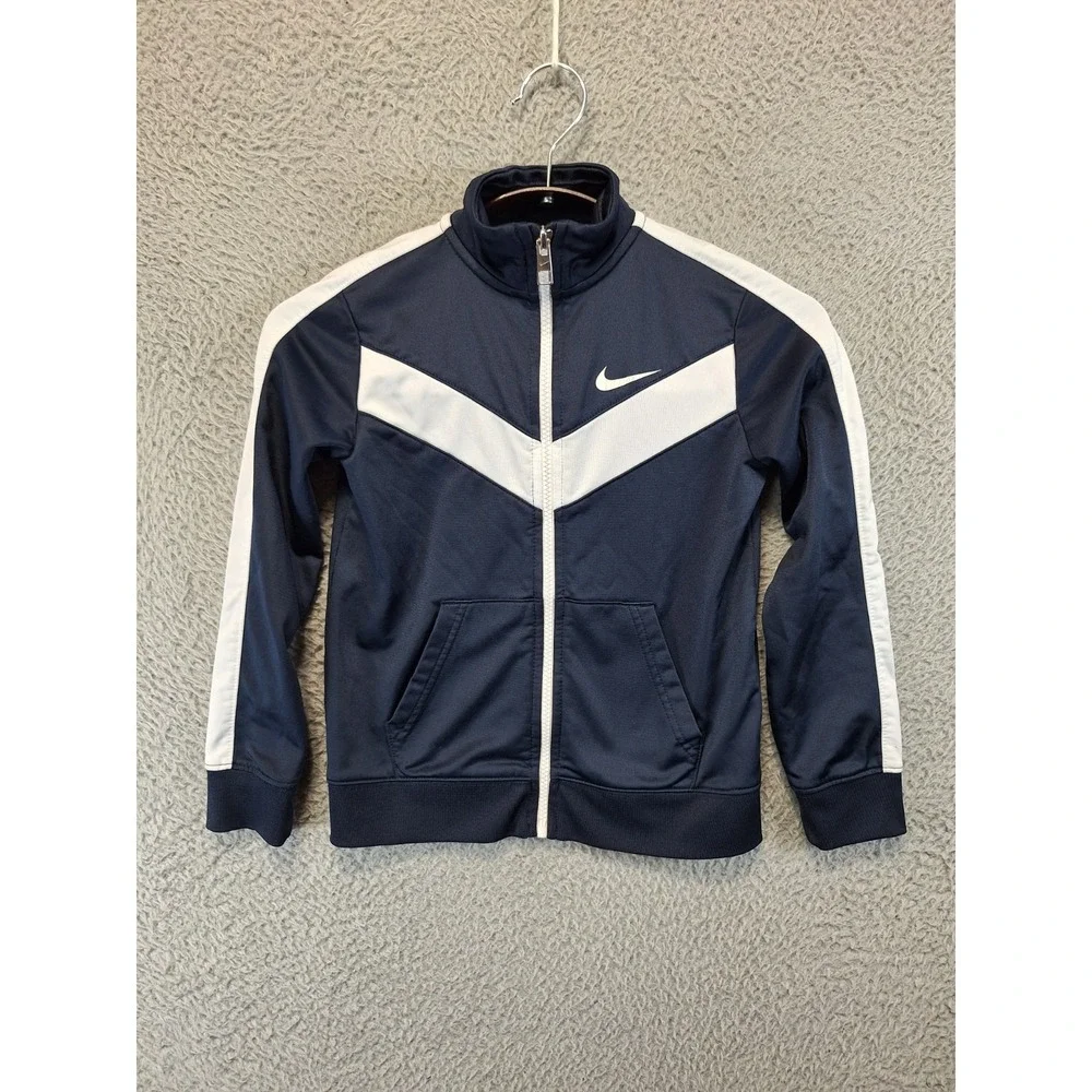 Lot Of 2 Nike Track Jacket Boys 7/L Gray Blue Dri Fit Therma Fleece Lined Zip Up